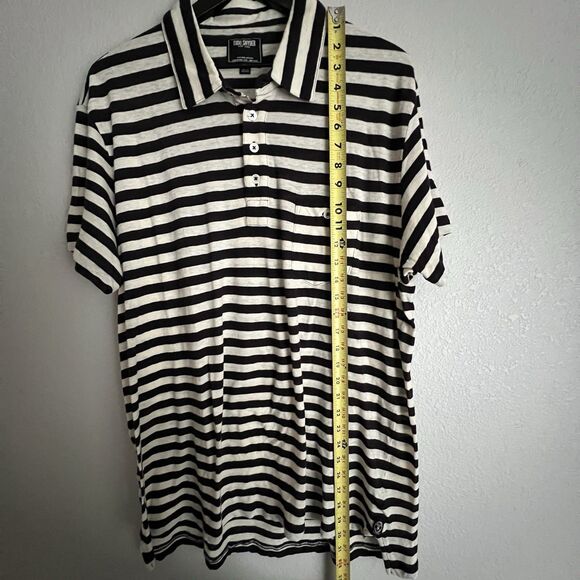 Todd Snyder Men’s Striped Polo Shirt Size XXL Cream / Black - Picture 5 of 6
